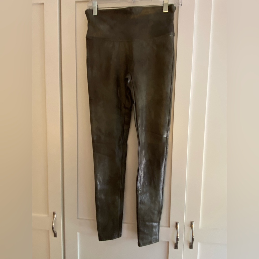 Spanx faux leather croc shine leggings - Olive
